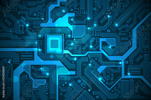 High tech electronic circuit board vector background.