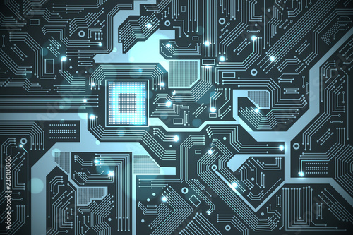 High tech electronic circuit board vector background.