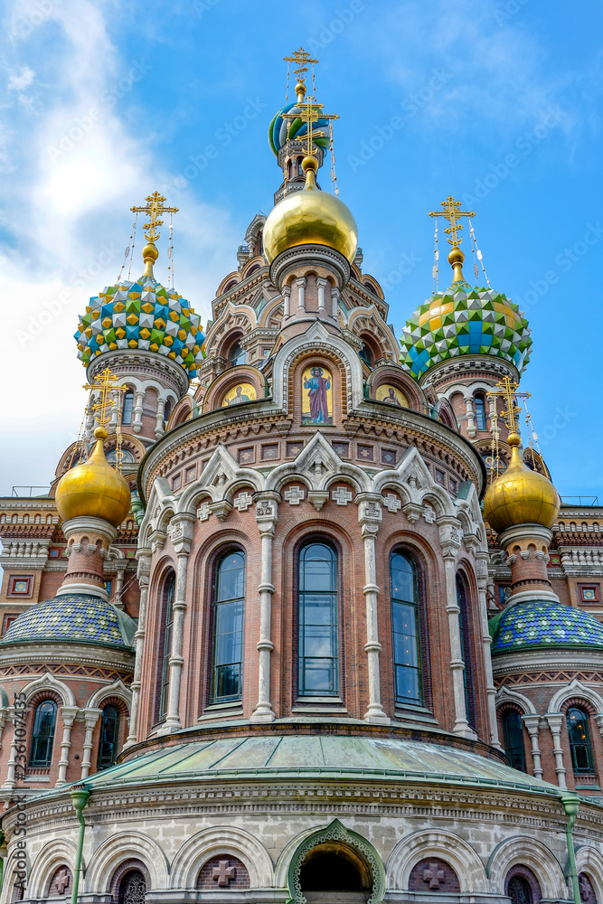 Old Cathedral of the Resurrection of the Savior on the Spilled Blood in St. Petersburg built on the site where Tsar Alexander II was assassinated