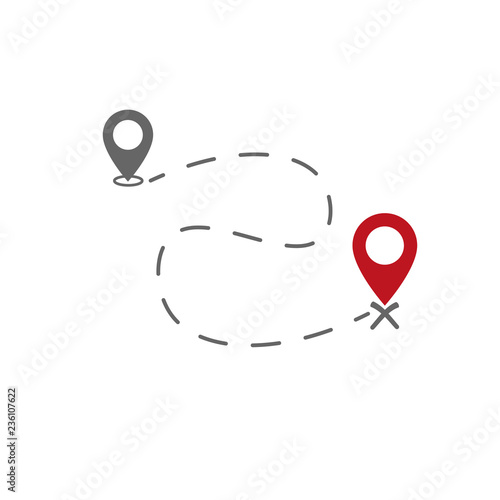 We've moved. Moving office sign. Vector image isolated on white background for web or mobile apps. Image indication changing places, moving or transportation. Red icon.