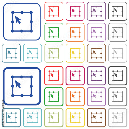 Free transform object outlined flat color icons