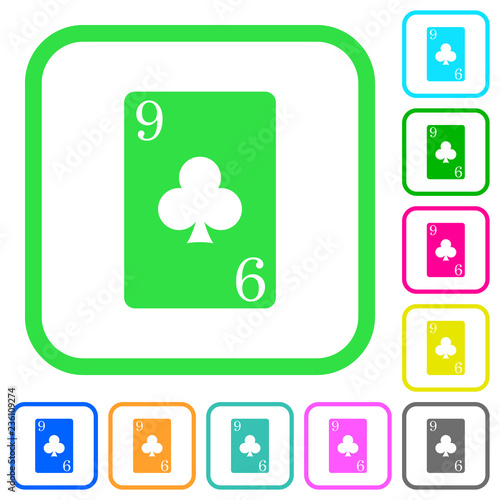Nine of clubs card vivid colored flat icons
