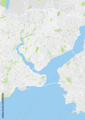City map Istanbul, color detailed plan, vector illustration