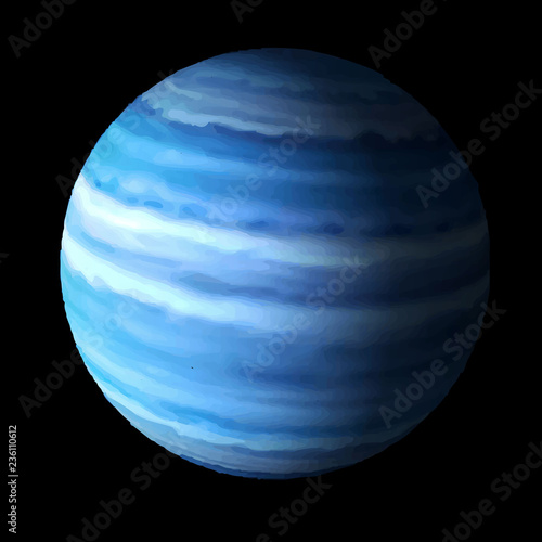 Planets of the solar system. Neptune. Vector illustration.