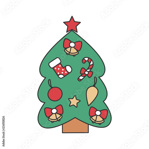 cute cartoon christmas tree vector illustration isolated on white background