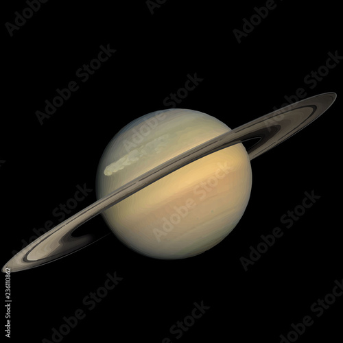 Planets of the solar system. Saturn. Vector illustration.