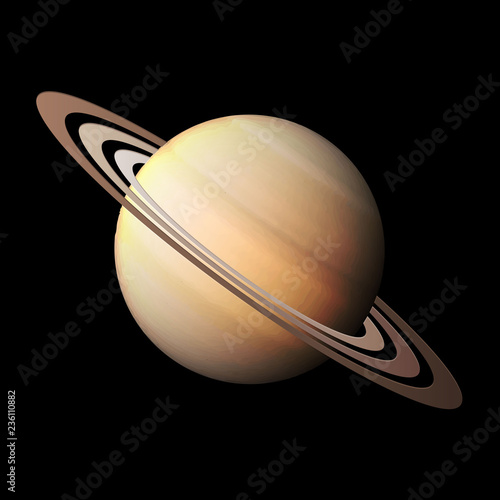 Planets of the solar system. Saturn. Vector illustration.