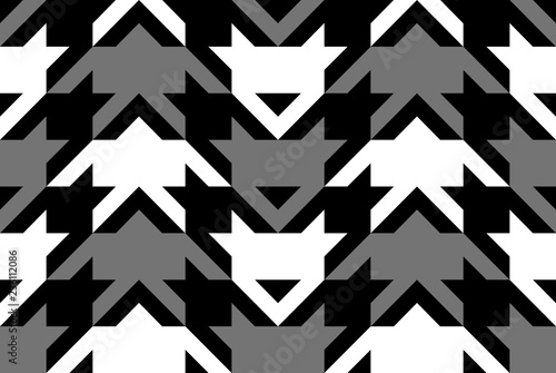 Vector abstract geometric seamless pattern. Texture from stripes, rectangles, triangles and houndstooth ( or pied de poule) shapes.