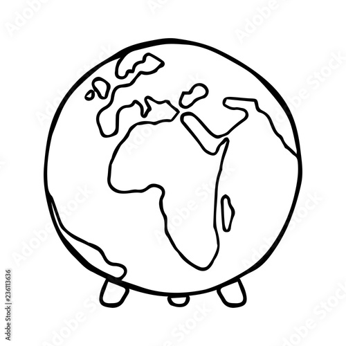 Globe. The globe on the stand. Vector illustration.