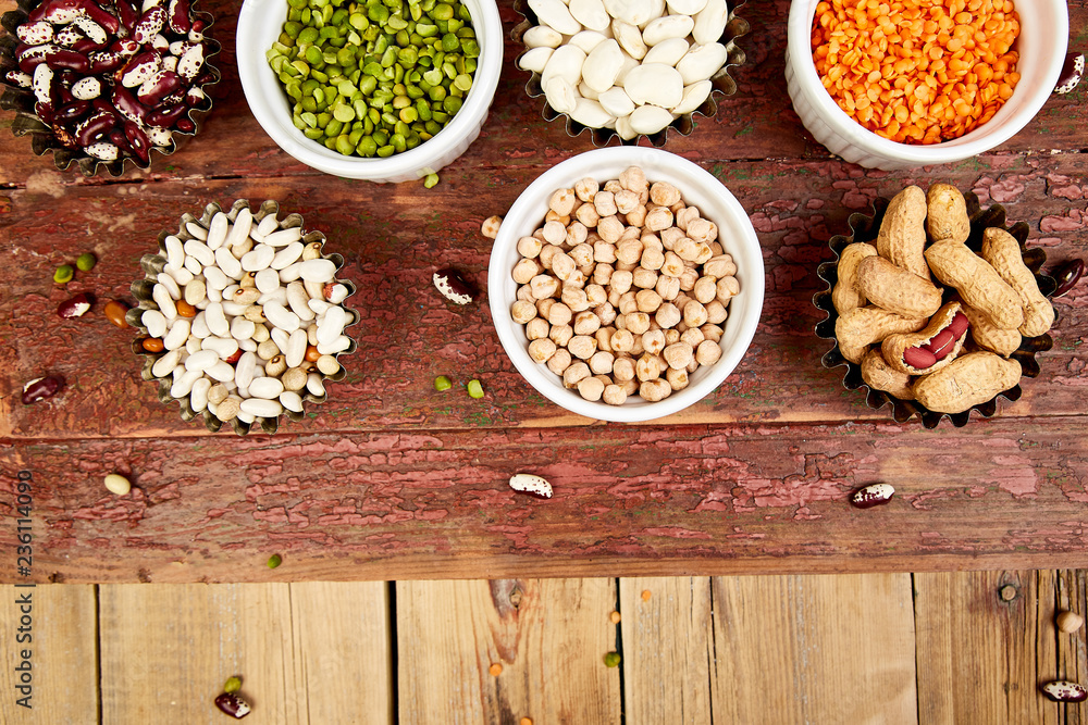 Collection set of beans and legumes. Bowls of various lentils Collection set of beans and legumes. Bowls of various lentils