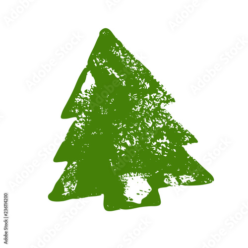 Christmas tree. Green fir tree isolated on white background. Winter background with coniferous. Conifer icon. Forest logo element. Holiday season vector illustration.