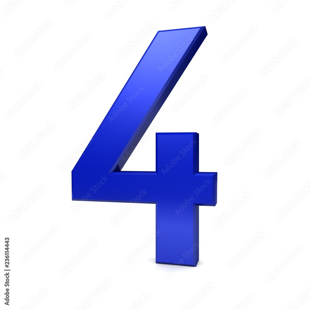 Obraz premium number 4 blue 3d