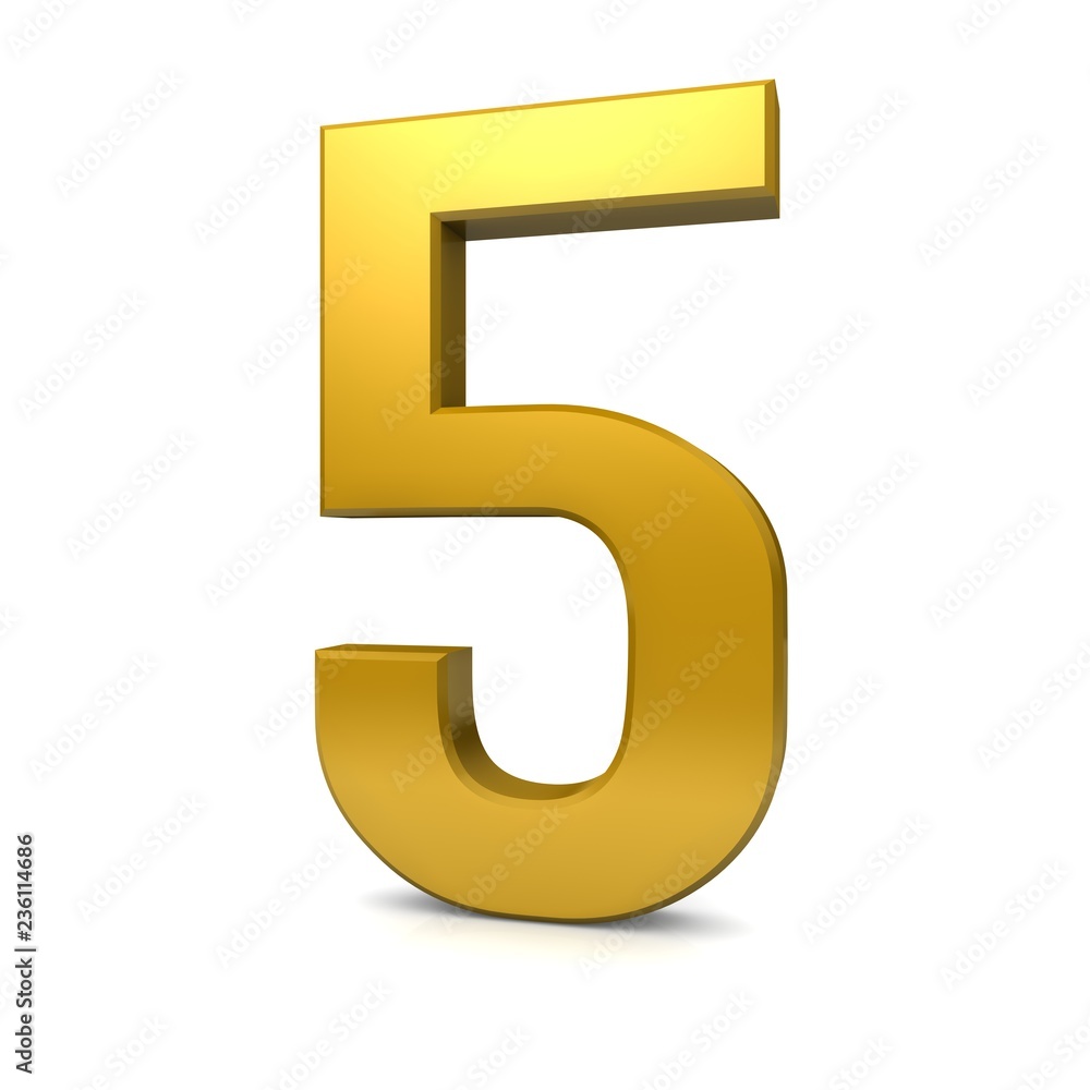 3d number 5 golden rendering sign 3d number 5 golden rendering sign