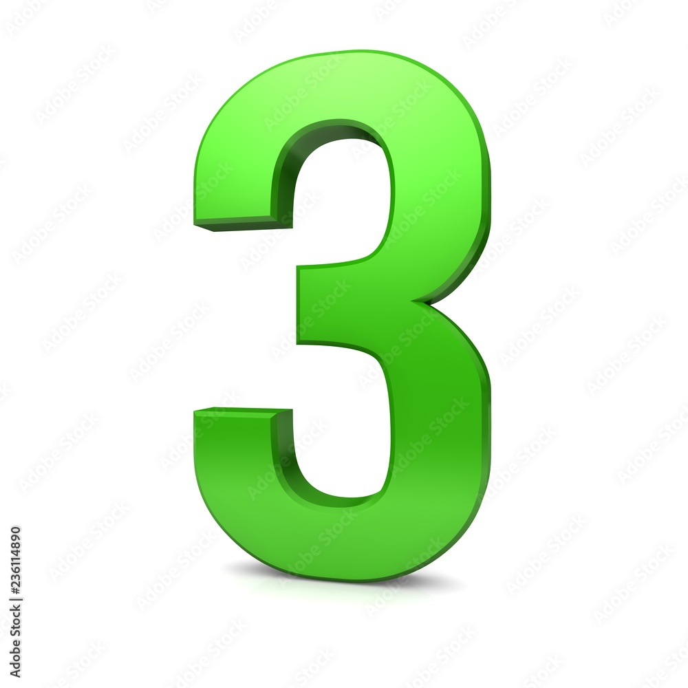 number 3 three green 3d rendering isolated sign white background number 3 three green 3d rendering isolated sign white background