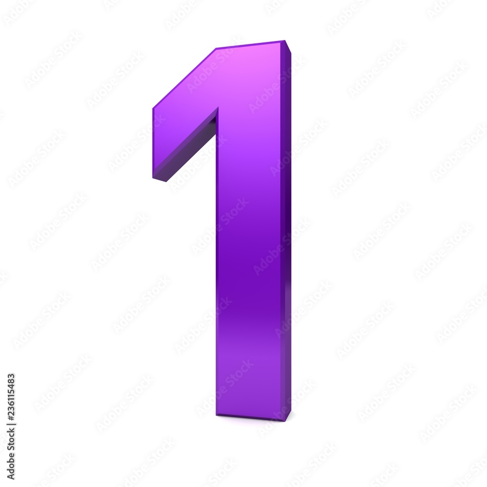 number 1 one purple 3d render graphic numeral isolated digit on white background number 1 one purple 3d render graphic numeral isolated digit on white background