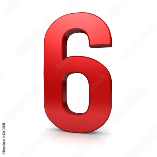 6 number six red 3d sign