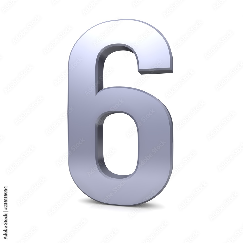 6 number six silver 3d render 6 number six silver 3d render