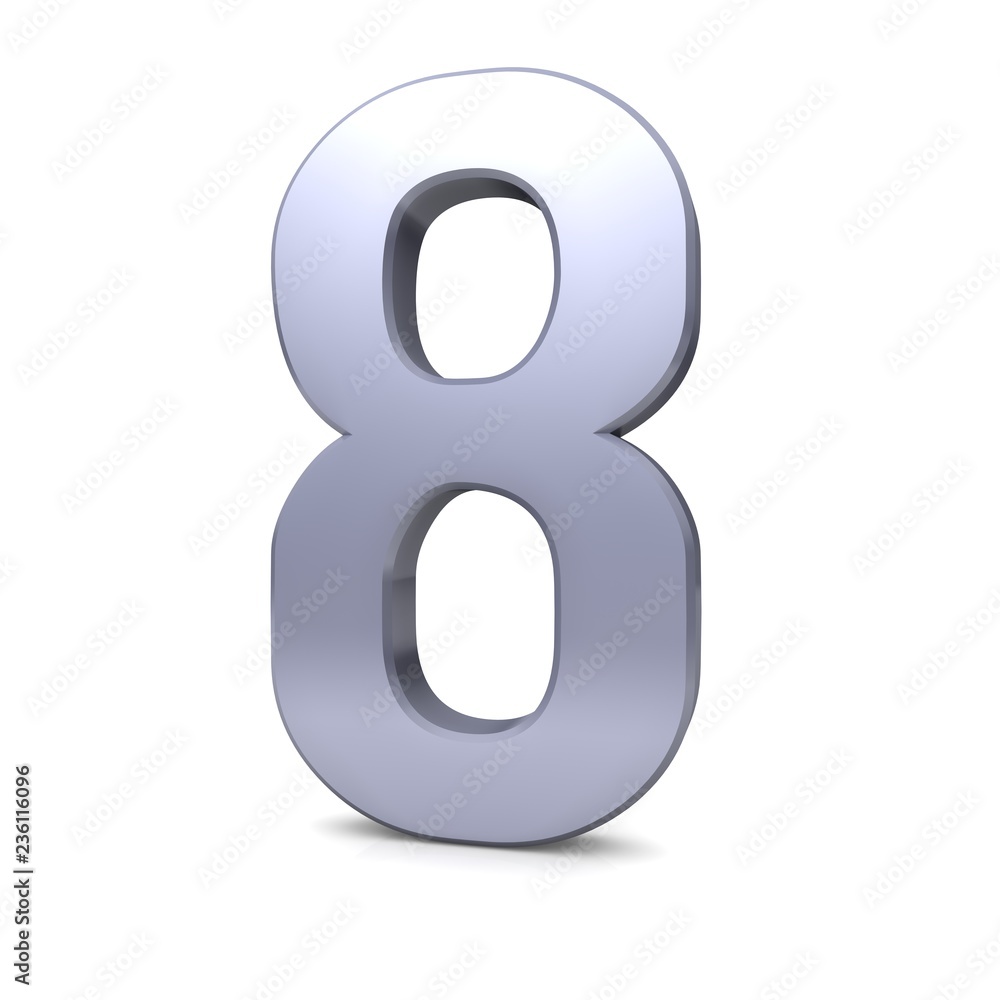 8 number eight silver 3d render 8 number eight silver 3d render