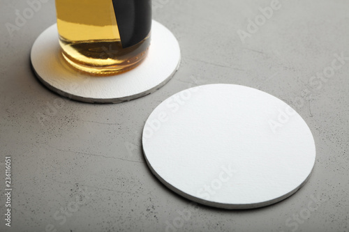 White round beer coaster. Round template mockup.
