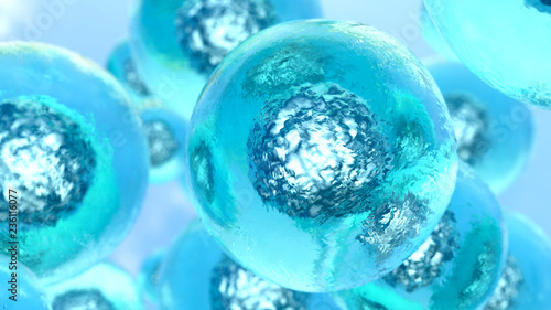 Abstract blue cell concept. Organic life under microscope