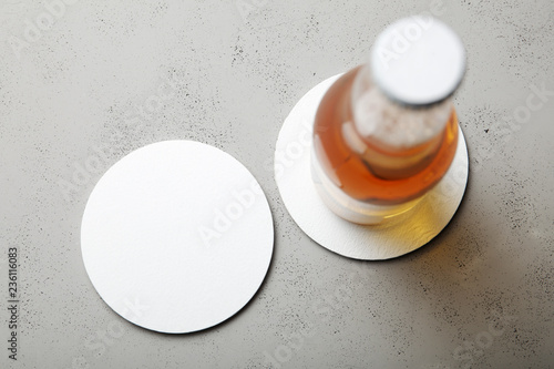 Empty white bear coaster mockup.