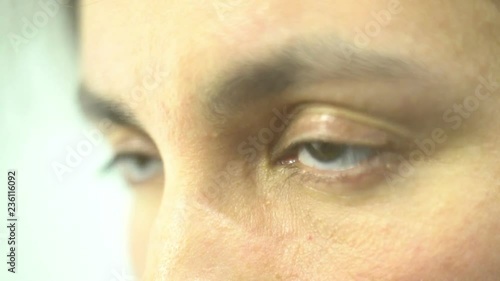 opressed woman expression female sad eyes close up, depression photo