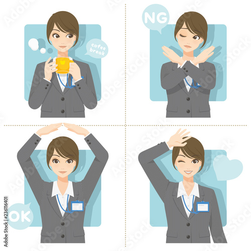 優良女子推進課/ビジネススーツ+社員証