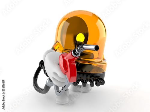 Emergency siren character holding gasoline nozzle