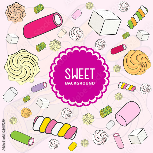 Colorful sweets. A set of sweets. Vector illustration.