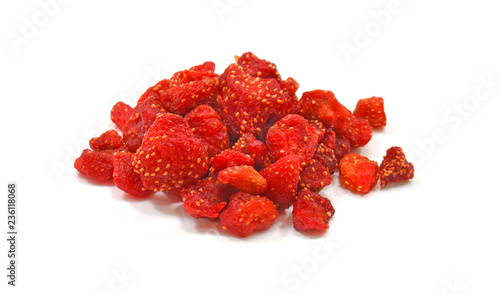 Dried strawberries isolated on white background