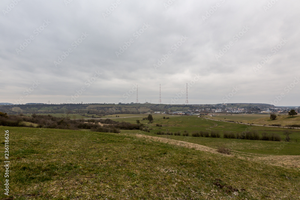 panoramic view of the countryside with radio emitter station in the background