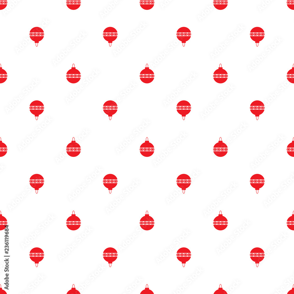 Seamless symmetric pattern of Christmas toy decorations. Background for wrapping paper. Vector.