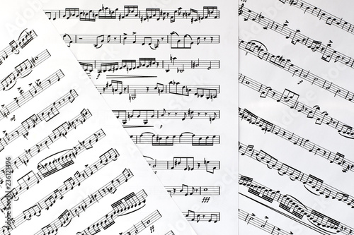 Sheet with musical notes in the form of a background