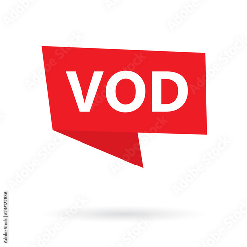 VOD (Video On Demand) acronym on a sticker- vector illustration