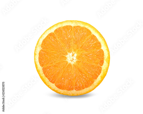 half cut fresh Navel orange on white background