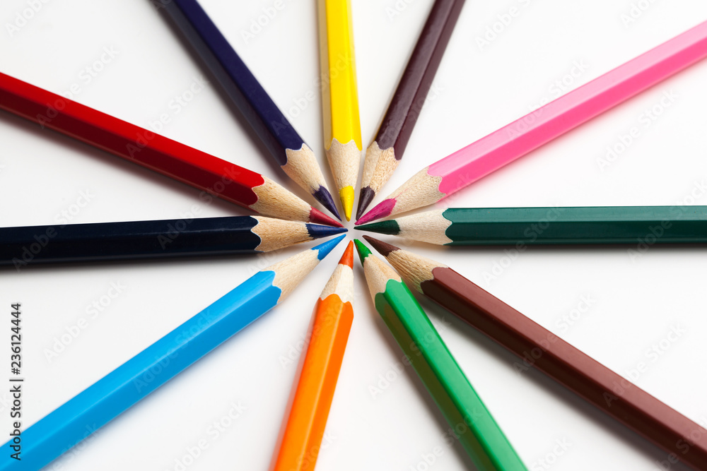 Color pencils isolated on white background.Close up. Color pencils isolated on white background.Close up.