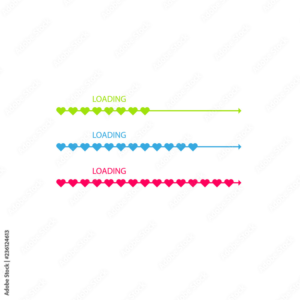 Progress status bar icon. Love loading collection. White heart. Funny happy valentines day element.Web design app download timer. Red background. Flat trendy object. Isolated. Greeting card. Vector Progress status bar icon. Love loading collection. White heart. Funny happy valentines day element.Web design app download timer. Red background. Flat trendy object. Isolated. Greeting card. Vector