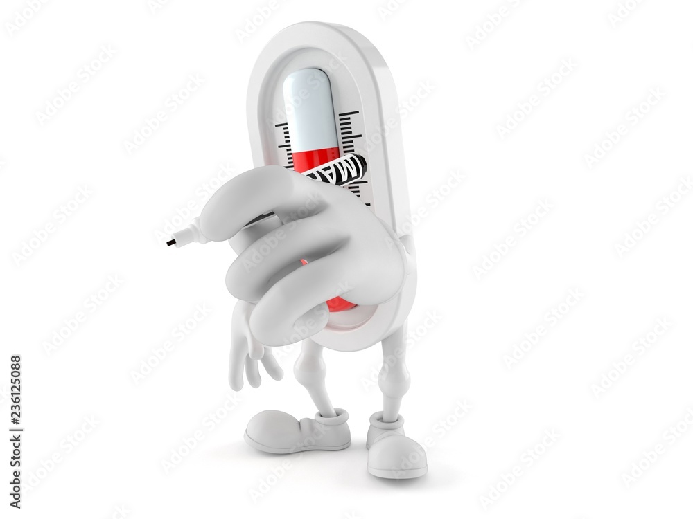 Thermometer character holding marker