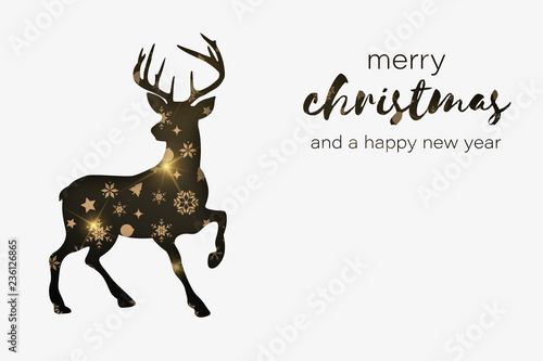 Hirsch Weihnachtsgruß - gold leuchtendes Geschenkpapier