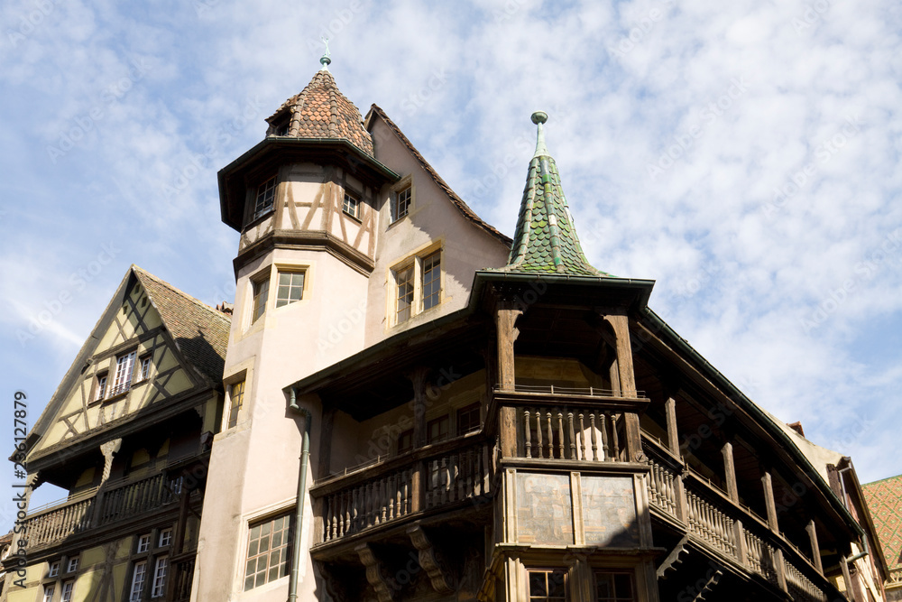 The top of famous Renaissance house in Colmar, France