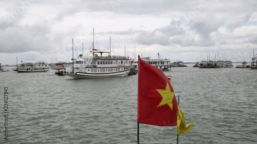 Ha Long Bay VietnamView of Halong Bay, Hang Sung Sot cave harbour photo