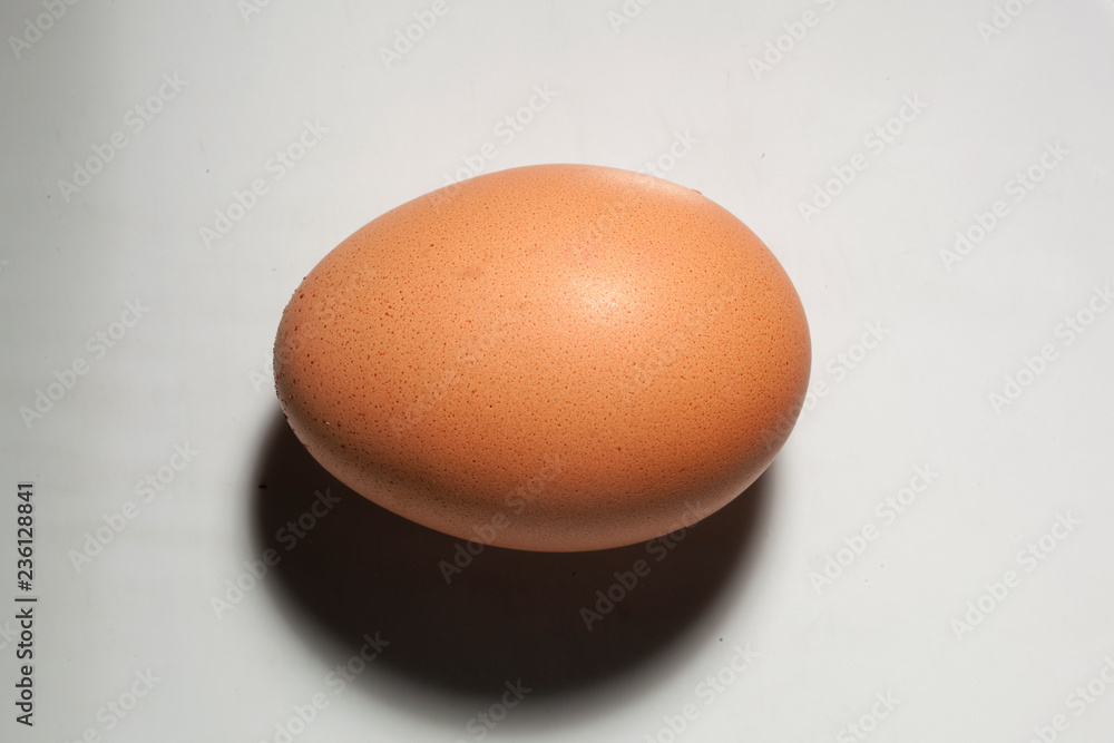 Brown chicken egg on a white background. Textures Brown chicken egg on a white background. Textures