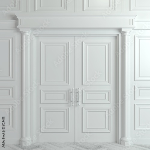 Wallpaper Mural White double classic door Torontodigital.ca