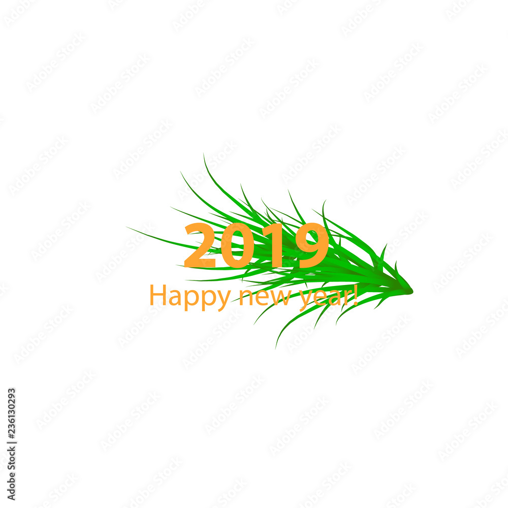 Obraz premium Creative happy new year 2019 design with bushs.