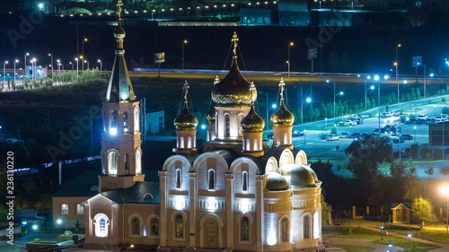 St. Nicholas Cathedral of the city of Aktobe at night timelapse photo