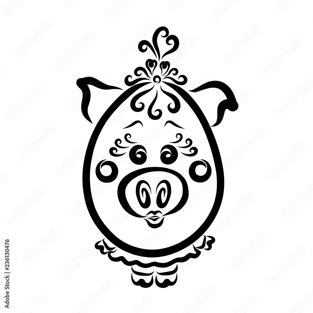 Little girl pig with a heart in hair, makeup and dress Little girl pig with a heart in hair, makeup and dress