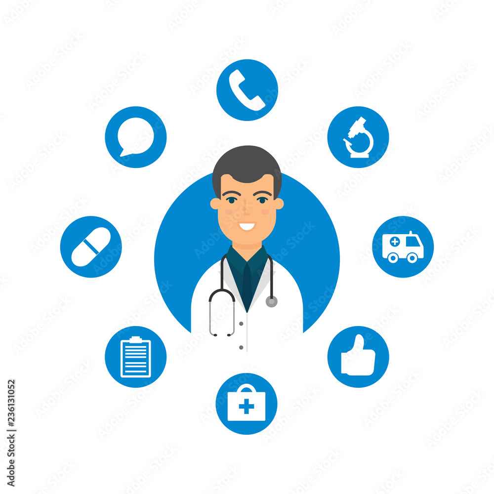 Healthcare, physician consultation vector illustration
