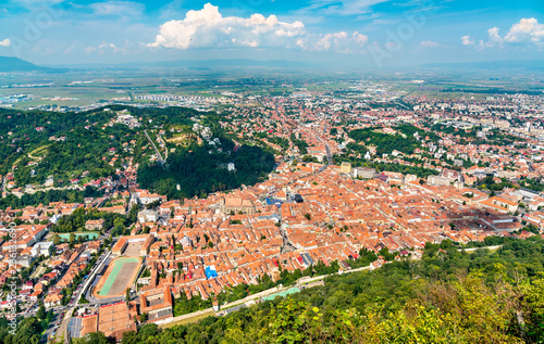 Aerial panorama of Brasov in Romania