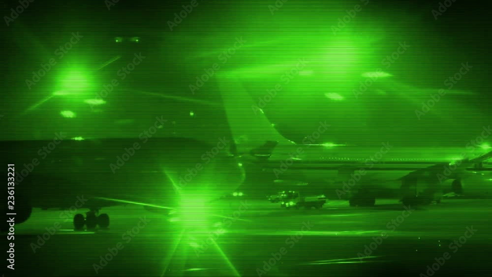 Nightvision Plane Taxis Past Airport Nightvision Plane Taxis Past Airport