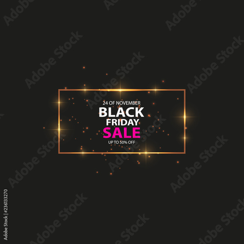 Vector glowing magic square frame black friday sale